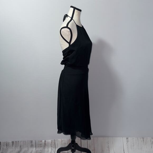 Bisou Bisou Michelle Bohbot Asymmetrical Black Halter Dress women’s Size 4 - Picture 3 of 4